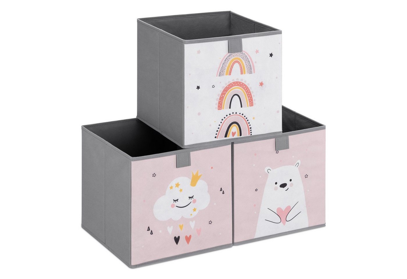 Navaris Aufbewahrungsbox Kinder Aufbewahrungsbox 3er Set - Wolke Motiv Kisten mit Griff (1 St) von Navaris