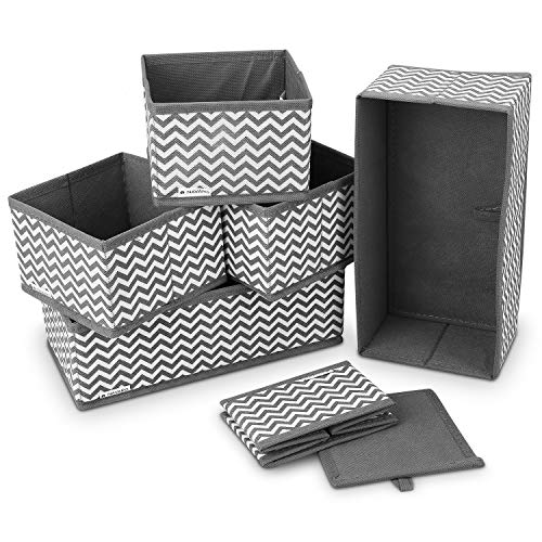 Navaris Aufbewahrungsboxen Organizer Ordnungssystem Stoffboxen - 6 Stück in verschiedenen Größen - für Kleiderschrank und Schubladen - faltbar von Navaris