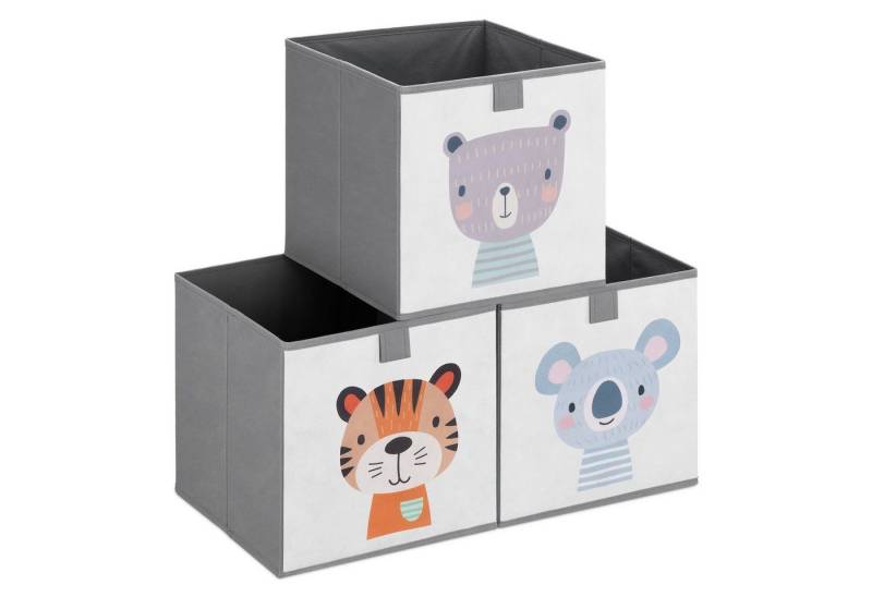 Navaris Auflagenbox Kinder Aufbewahrungsbox 3er Set Aufbewahrung 28x28x28cm Spielzeugkiste, 3x Spielzeug Box faltbar für Kinderzimmer Kisten mit Griff Toy Box Set von Navaris