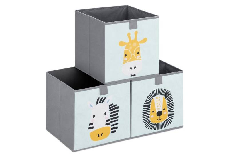 Navaris Auflagenbox Kinder Aufbewahrungsbox 3er Set Aufbewahrung 28x28x28cm Spielzeugkiste, 3x Spielzeug Box faltbar für Kinderzimmer Kisten mit Griff Toy Box Set von Navaris