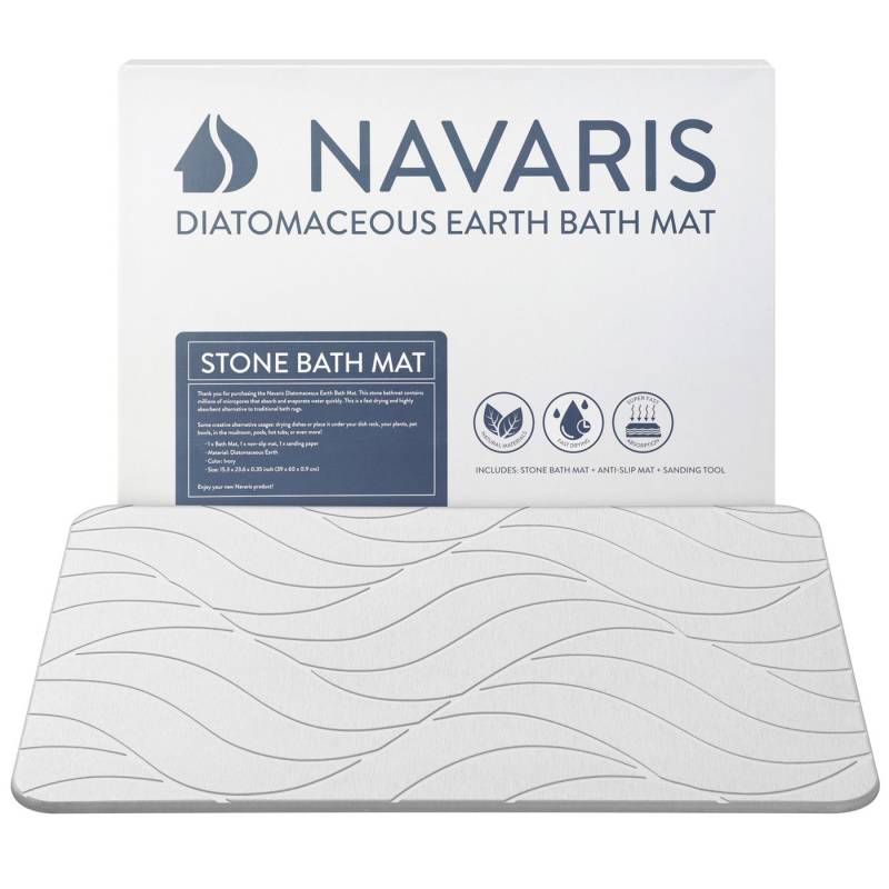 Navaris Badematte Kieselgur Badematte rutschfest Duschvorleger Vorleger klein, Höhe 10,00 mm, Kieselgur von Navaris