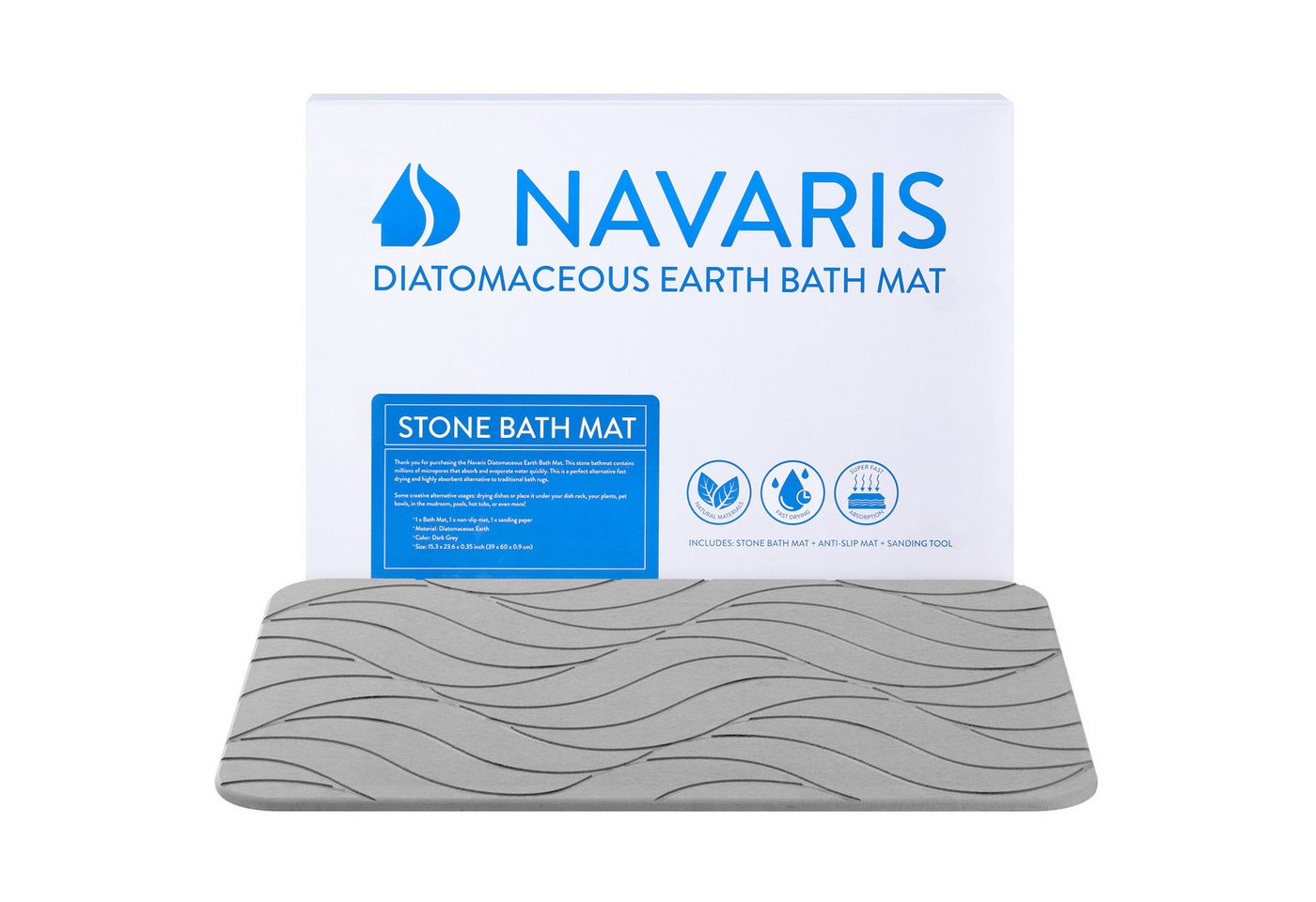 Navaris Badematte Kieselgur Badematte rutschfest Duschvorleger Vorleger klein, Höhe 9,00 mm, Kieselgur Navaris Badematte Kieselgur Badematte rutschfest Duschvorleger Vorleger klein, Höhe 9,00 mm, Kieselgur von Navaris