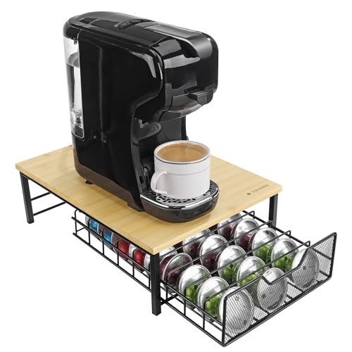 Navaris Bambus Kapselhalter kompatibel mit Tassimo Kapseln - Kaffeepads Aufbewahrung 54 Kaffeekapseln - Kaffee Kapsel Behälter - Kapselständer aus Bambus und Eisen - Schwarz von Navaris