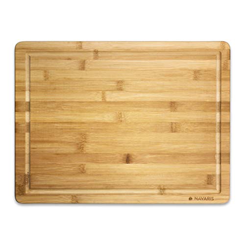 Navaris Bambus Schneidebrett Holzbrett - 45x34x1,8cm Küchenbrett mit Saftrille - Küchen Holz Brett - Arbeitsplatte Holzplatte Küchenschneidebrett Navaris Bambus Schneidebrett Holzbrett - 45x34x1,8cm Küchenbrett mit Saftrille - Küchen Holz Brett - Arbeitsplatte Holzplatte Küchenschneidebrett von Navaris