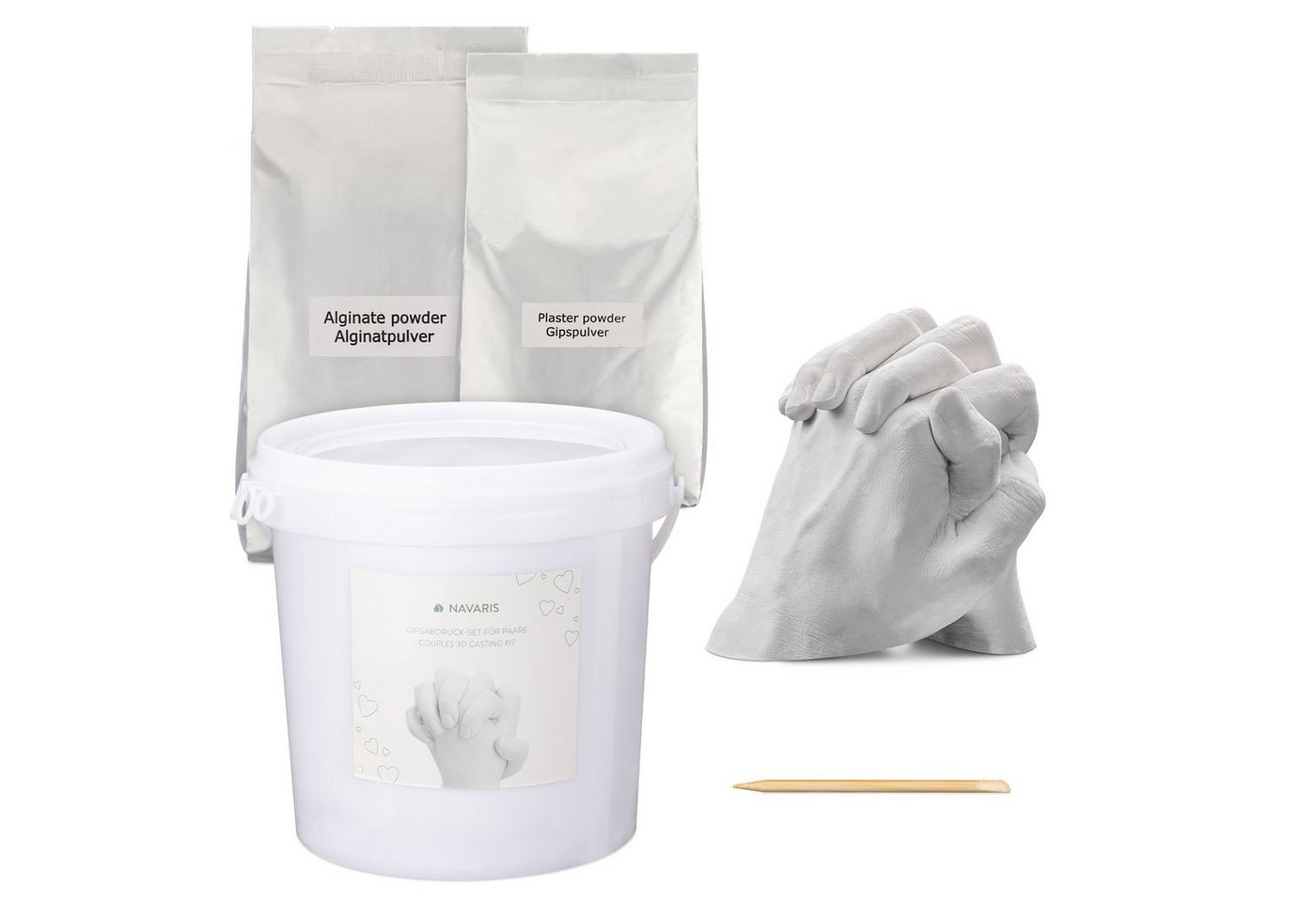 Navaris Bastelnaturmaterial 3D Abformset Gips Familie Hände - Handabdruck Fußabdruck, (1-tlg) von Navaris