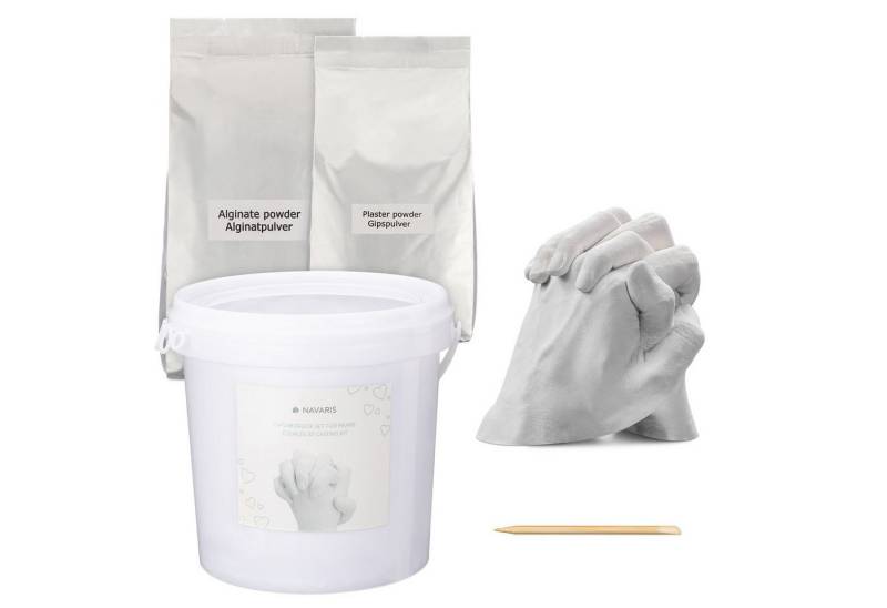 Navaris Bastelnaturmaterial 3D Abformset Gips Familie Hände - Handabdruck Fußabdruck, (1-tlg) von Navaris