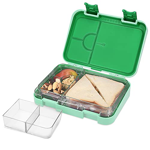 Navaris Bento Box Lunch Box Brotdose Vesperbox - auslaufsicher mit variablen Fächern - herausnehmbare Innenschale - Brotdose - grün von Navaris