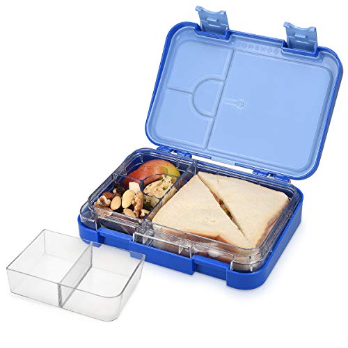Navaris Bento Box Lunch Box Brotdose Vesperbox - auslaufsicher mit variablen Fächern - herausnehmbare Innenschale - Brotdose - blau von Navaris