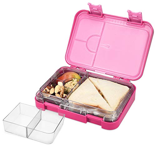 Navaris Bento Box Lunch Box Brotdose Vesperbox - auslaufsicher mit variablen Fächern - herausnehmbare Innenschale - Brotdose - rosa von Navaris