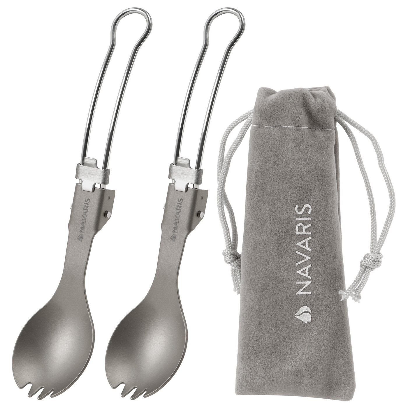 Navaris Besteck-Set Faltbarer Titan Spork 2er Set - Ultraleichtes Campingbesteck (2-tlg), Titan von Navaris