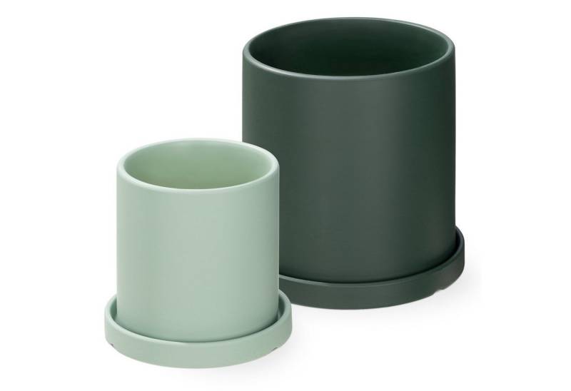 Navaris Übertopf Keramik Blumentopf Set S+M/L - Übertopf mit Untersetzer - Grün (1 St) von Navaris