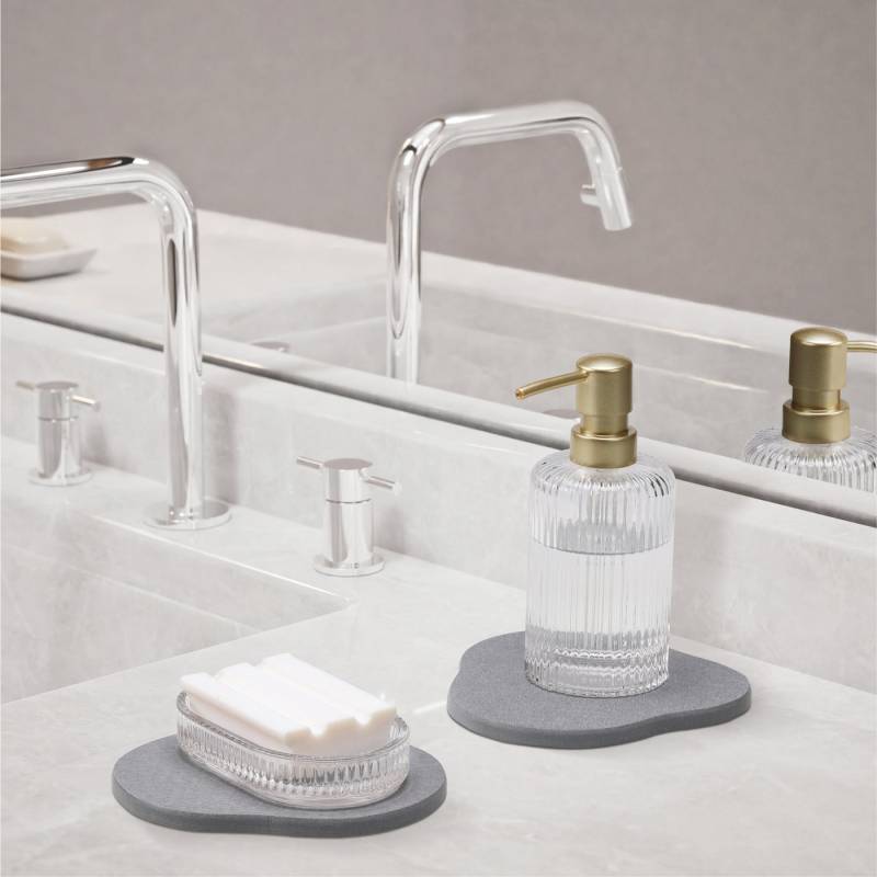 Navaris Blumentopf 2er Set Kieselgur Stein Badematte klein - Kieselgur Untersetzer (2 St) von Navaris