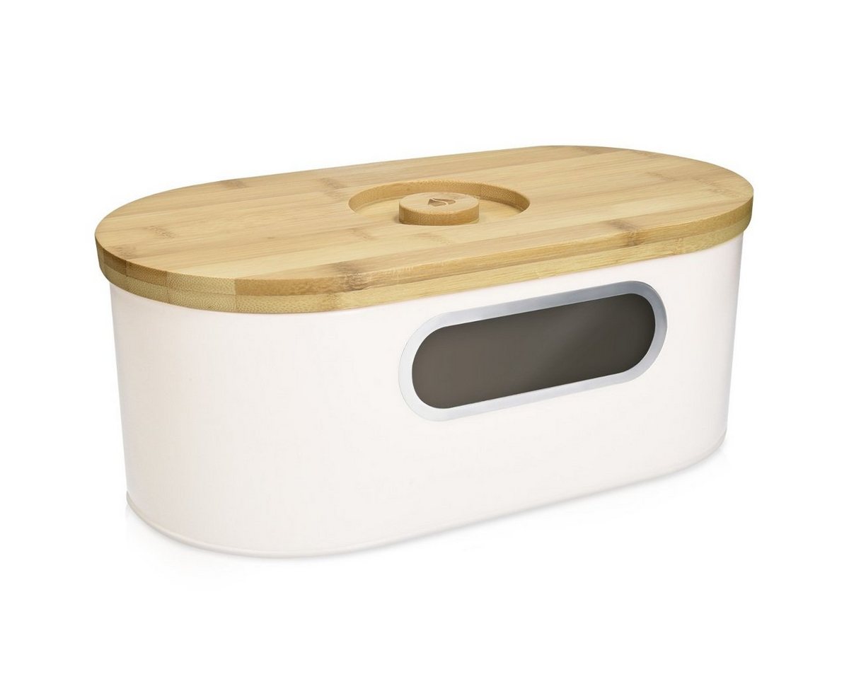 Navaris Brotkasten Brotbox mit Holzdeckel - Brottopf Küche aus Bambus oval, Eisen, (1-tlg) von Navaris
