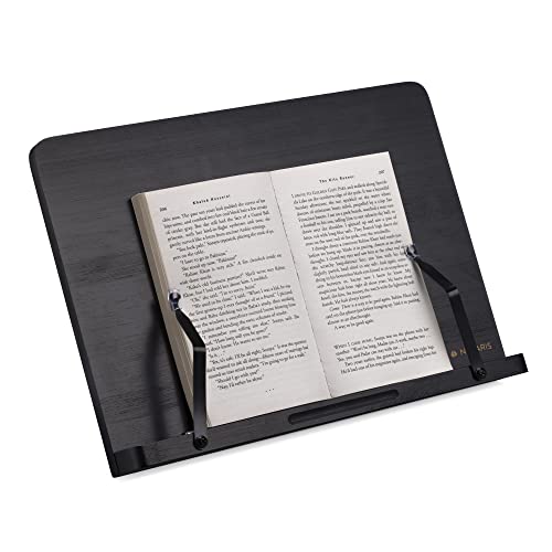 Navaris Buchständer kompatibel mit iPad - 34x24cm Buchhalter Buchstütze aus Bambus - Stand Halter für Buch Tablet - für Küche Schreibtisch - Schwarz von Navaris