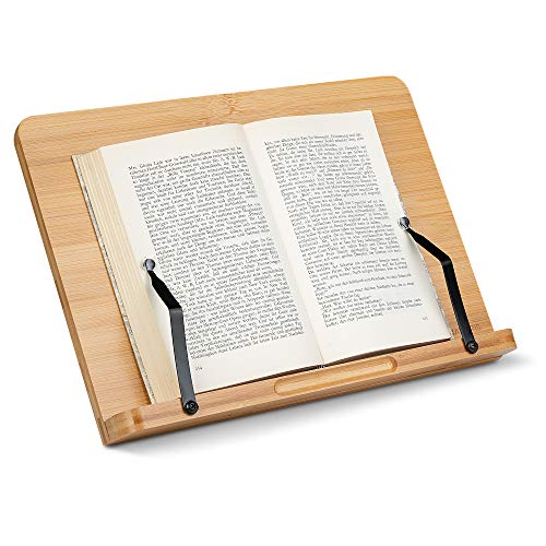 Navaris Buchständer kompatibel mit iPad - 34x24cm Buchhalter Buchstütze aus Bambus - Stand Halter für Buch Tablet - für Küche Schreibtisch - Schwarz von Navaris