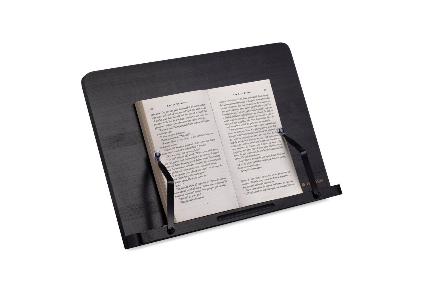 Navaris Buchstütze Buchständer kompatibel mit iPad - 34x24cm - aus Bambus - Schwarz (1 St) von Navaris