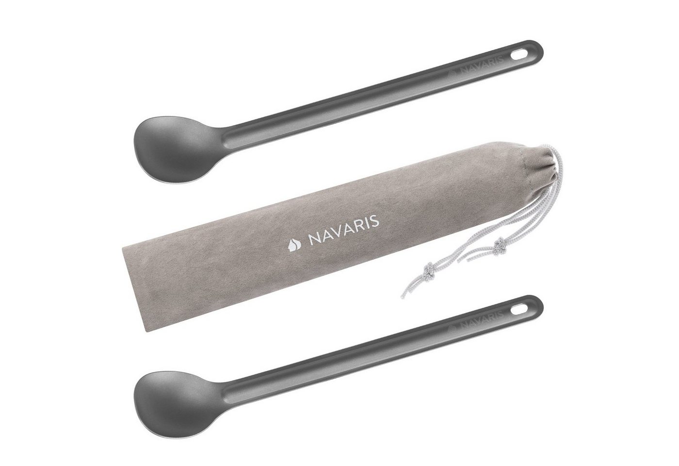 Navaris Besteck-Set Titan Löffel lang 2er Set - extra lang inkl. Tasche - Camping Besteck (1-tlg), Titan Navaris Besteck-Set Titan Löffel lang 2er Set - extra lang inkl. Tasche - Camping Besteck (1-tlg), Titan von Navaris