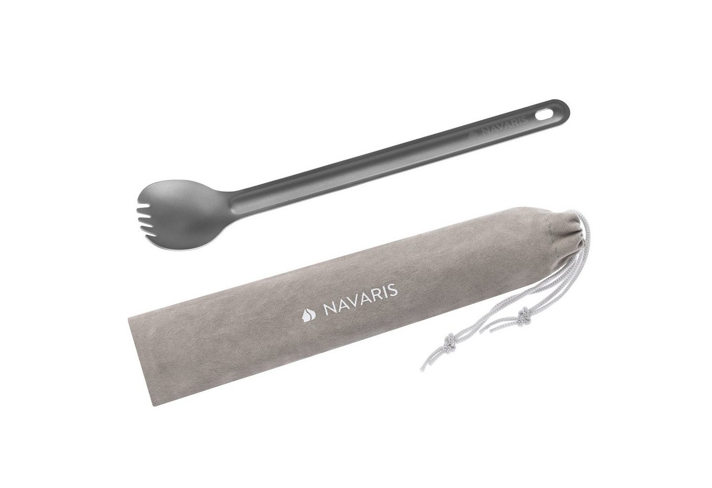 Navaris Campinglöffel Titan Camping Göffel - Outdoor Spork - Löffel Gabel Kombi inkl. Tasche (1 Stück) von Navaris