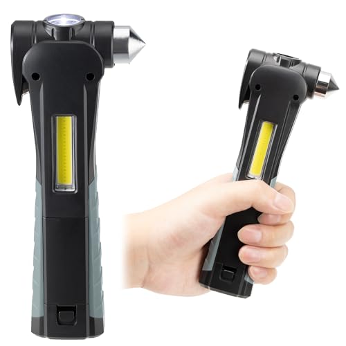 Navaris Sicherheitswerkzeug fürs Auto - Notfallhammer fürs Auto - Nothammer Auto - Mit Lampe und Notfallsirene - Mit Gurtschneider - Sicherheitshammer - Fensterbrecher von Navaris