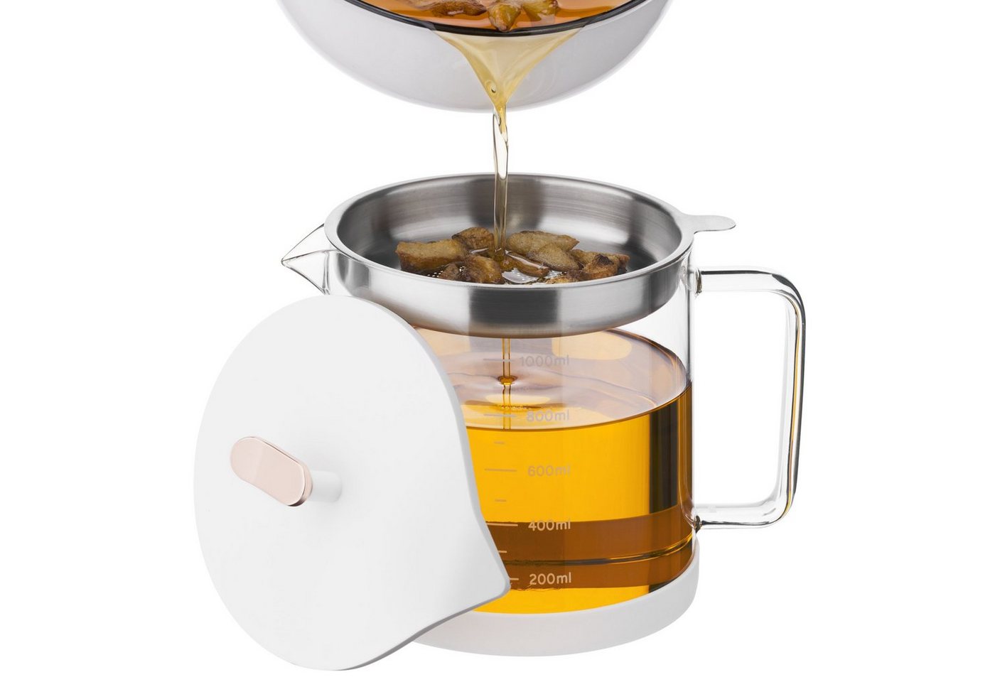 Navaris Container Speckfettbehälter - Fettbehälter mit Ölsieb aus Edelstahl - Fettkanne (1-St) von Navaris