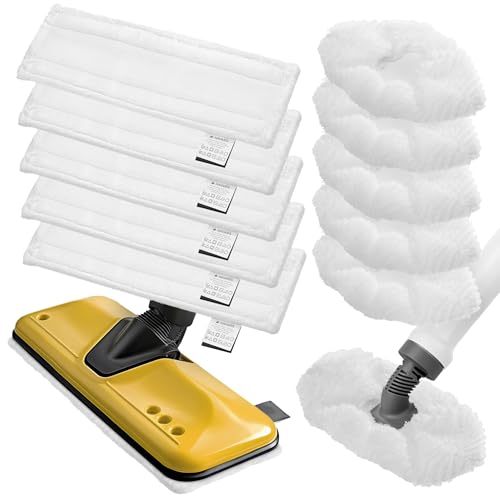 Navaris Dampfreiniger Ersatzbezug - Microfaser-Tuchset - Kompatibel mit Kärcher EasyFix SC 2 bis 5 Serie - Ersatz Mikrofaser Pads - Für Boden & Hand Steamer - 5 + 5 Set von Navaris