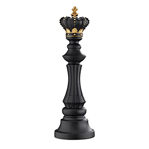 Navaris Deko Schachfigur König schwarz - Dekoration für Bücherregal Einrichtung Büro - 13 x 13 x 40,5cm - Schach Figur - Regal Deko Skulptur - aus Kunstharz von Navaris