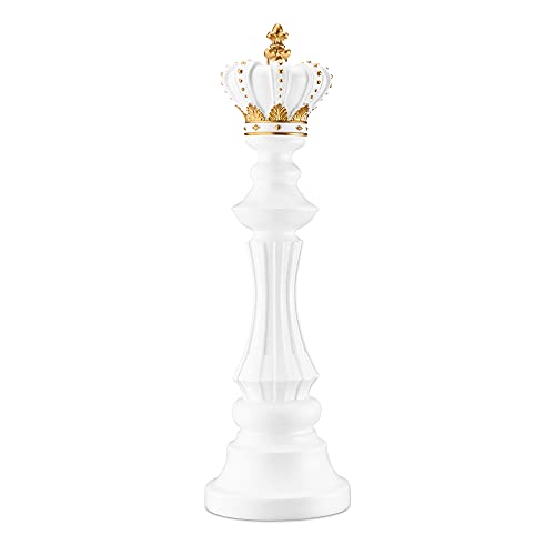 Navaris Deko Schachfigur König weiß - Dekoration für Bücherregal Einrichtung Büro - 13 x 13 x 40,5cm - Schach Figur - Regal Deko Skulptur - aus Kunstharz von Navaris