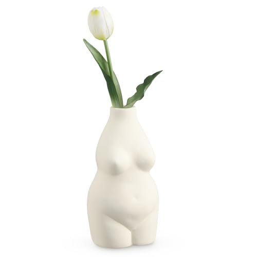 Navaris Deko Vase Frauenkörper modern - Körper Blumenvase - für Fensterbank Sideboard Kommode - Trockenblumen Home Decor - Design Frau in Natur Weiß von Navaris