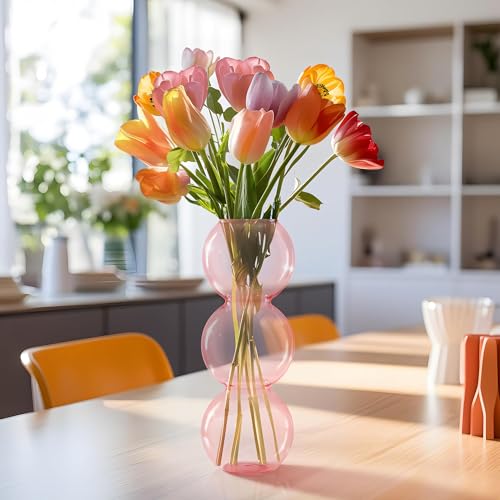 Navaris Deko Vase modern rosa - Wohnzimmer Blumenvase - Glasvase Blasenform - für Fensterbank Sideboard Kommode - Trockenblumen Home Decor - Blasenvase von Navaris