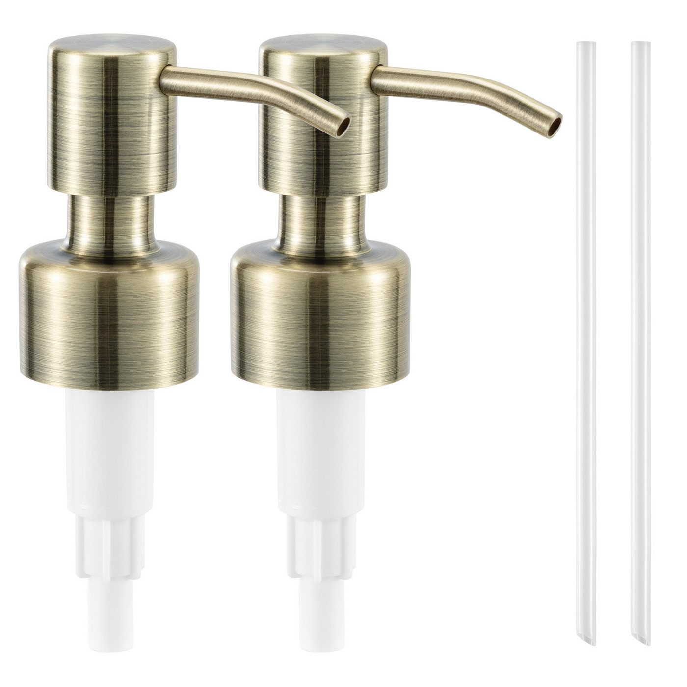 Navaris Dekoobjekt 2er Set Seifenspender Aufsatz aus Edelstahl 2er Pack Pumpkopf (2 St), Seifenspender Ersatzpumpe Set 2x Soap Dispenser Goldfarben matt von Navaris