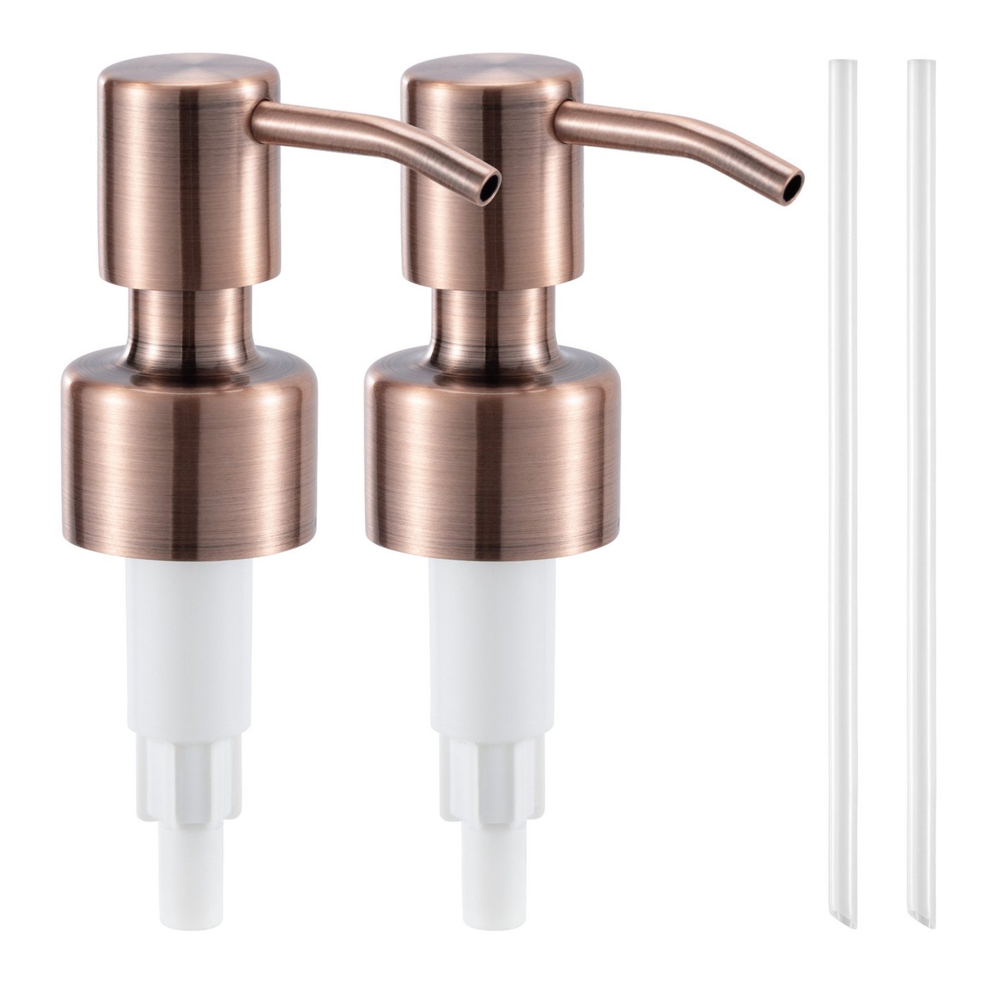 Navaris Dekoobjekt 2er Set Seifenspender Aufsatz aus Edelstahl 2er Pack Pumpkopf (2 St), Seifenspender Ersatzpumpe Set 2x Soap Dispenser Kupferfarben matt von Navaris