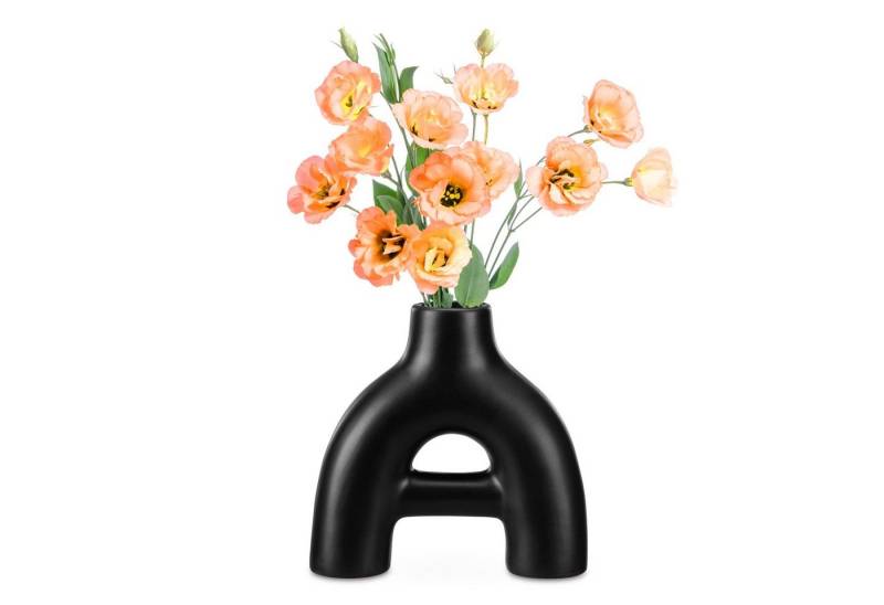 Navaris Tischvase Deko Vase modern schwarz Wohnzimmer Blumenvase Pampasgras Donut Vase (1 St) von Navaris