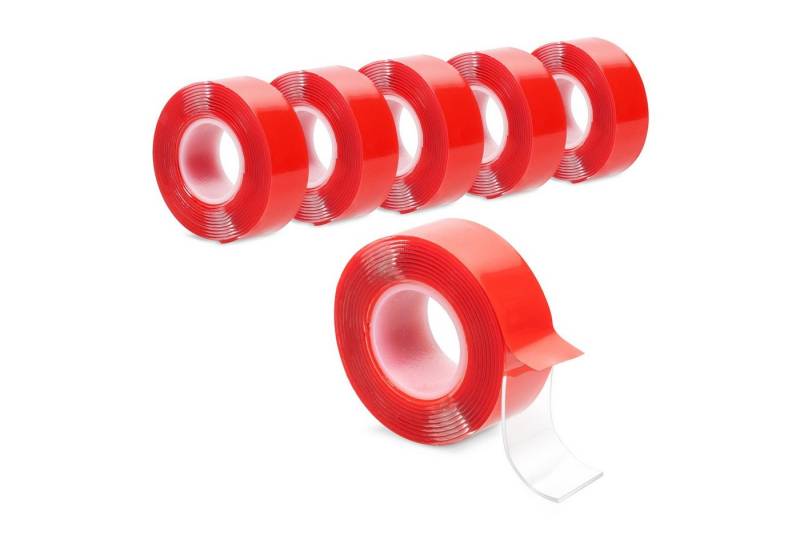 Navaris Klebeband 6x doppelseitiges Klebeband, transparent, 6er Set, wiederverwendbar (1-St) von Navaris