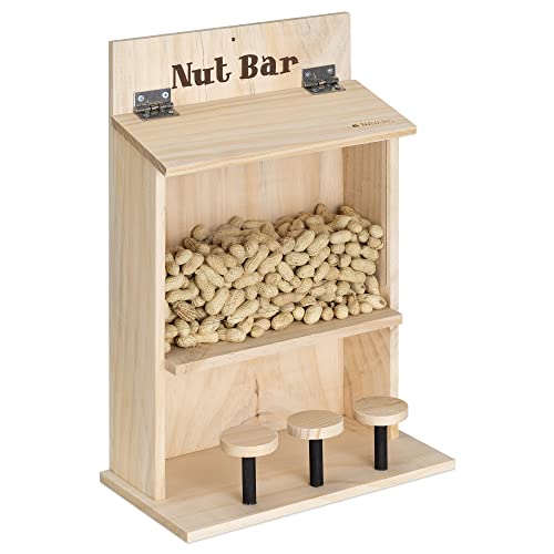 Navaris Eichhörnchen Futterhaus wetterfest aus Kiefernholz - Futterkasten 42cm x 28cm x 15,5 cm - Futterautomat für Garten Balkon - Futterstation von Navaris
