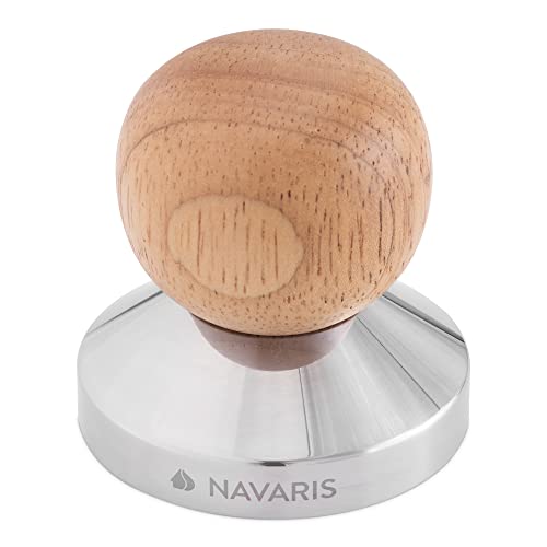 Navaris Espresso Tamper 51mm - Kaffee Stempel Stampfer aus Edelstahl mit Holzgriff - Kaffeestampfer für Espressomaschine von Navaris
