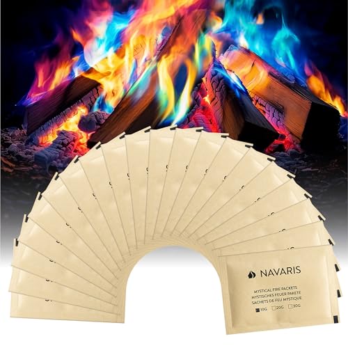 Navaris Feuerfarben Pulver - Buntes Feuer für Lagerfeuer - 10g 20er-Pack - Einfach zu Verwenden - Feuerpulver Bunt für Feuerschale - Buntes Feuer Pulver - Farbpulver von Navaris