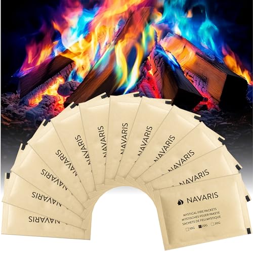 Navaris Feuerfarben Pulver - Buntes Feuer für Lagerfeuer - 20g 12er-Pack - Einfach zu Verwenden - Feuerpulver Bunt für Feuerschale - Buntes Feuer Pulver - Farbpulver von Navaris
