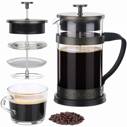 Navaris French Press Kaffeebereiter mit Edelstahl Filter - 1000ml Stempelkanne - 1l Kaffeezubereiter Presskanne - große Kaffeekanne - auch für Tee von Navaris