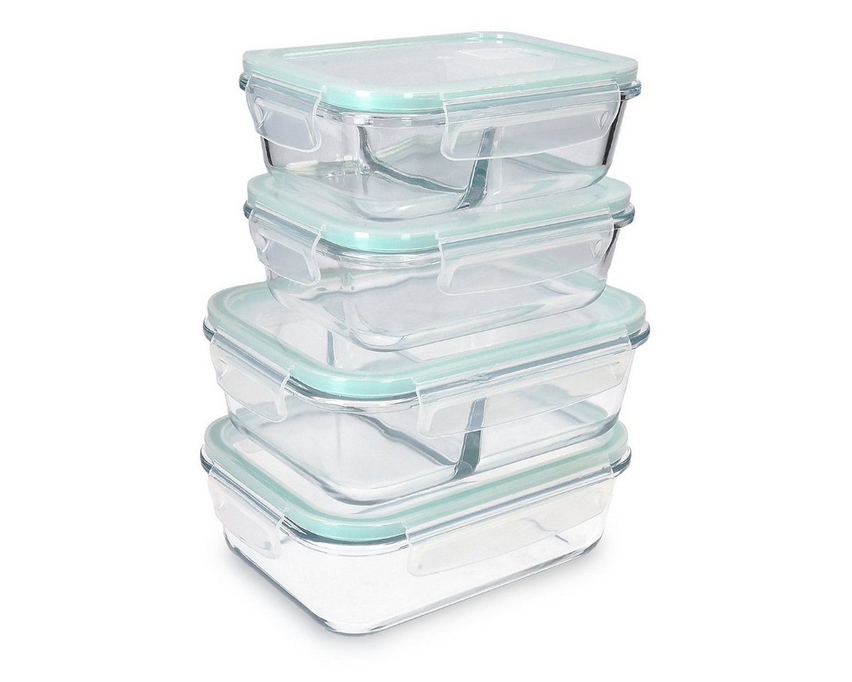 Navaris Frischhaltedose Set mit 4 auslaufsicheren hitze- und kältebeständigen Glasbehältern, Glas, (4-tlg) von Navaris