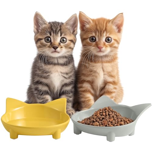 Navaris Futternapf Set 2-teilig für Katzen - 2er Napf rutschfest - 2 x Fressnapf Katzennapf spülmaschinenfest - Wasser Nassfutter Trockenfutter - 2X 210ml Napf - grau gelb Navaris Futternapf Set 2-teilig für Katzen - 2er Napf rutschfest - 2 x Fressnapf Katzennapf spülmaschinenfest - Wasser Nassfutter Trockenfutter - 2X 210ml Napf - grau gelb von Navaris