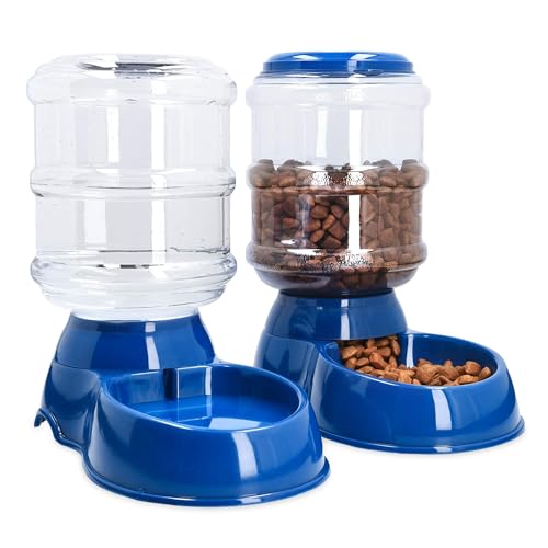 Navaris Futterspender und Wasserspender für Haustiere - Set zur Fütterung von Hund und Katze - Futterstation Futterautomat für Trockenfutter von Navaris