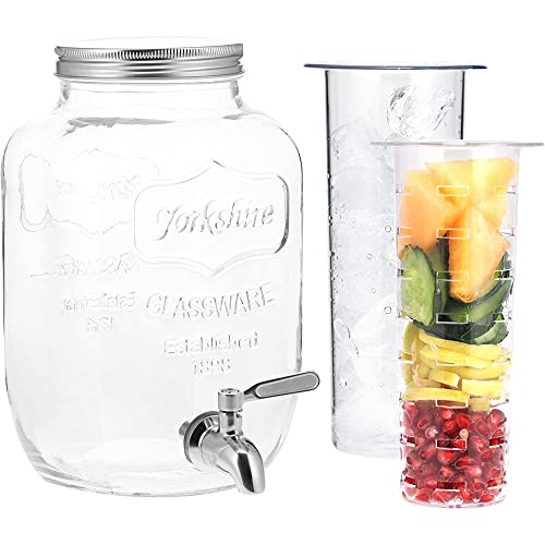 Navaris Wasserspender - 4L Getränkespender - Getränkespender Zapfhahn und Deckel - Wasser Spender Drink Dispenser - Saftspender - Getränkespender Glas mit Zapfhahn von Navaris