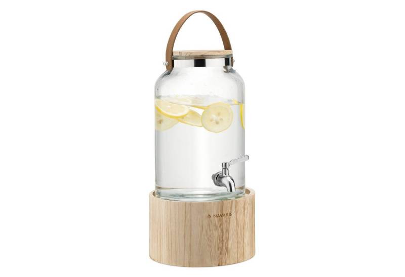 Navaris Getränkespender Getränkespender 5,6 Liter aus Glas Zapfhahn aus Edelstahl mit Ständer von Navaris