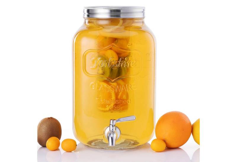 Navaris Getränkespender Getränkespender 8 Liter aus Glas - mit Zapfhahn und Deckel von Navaris
