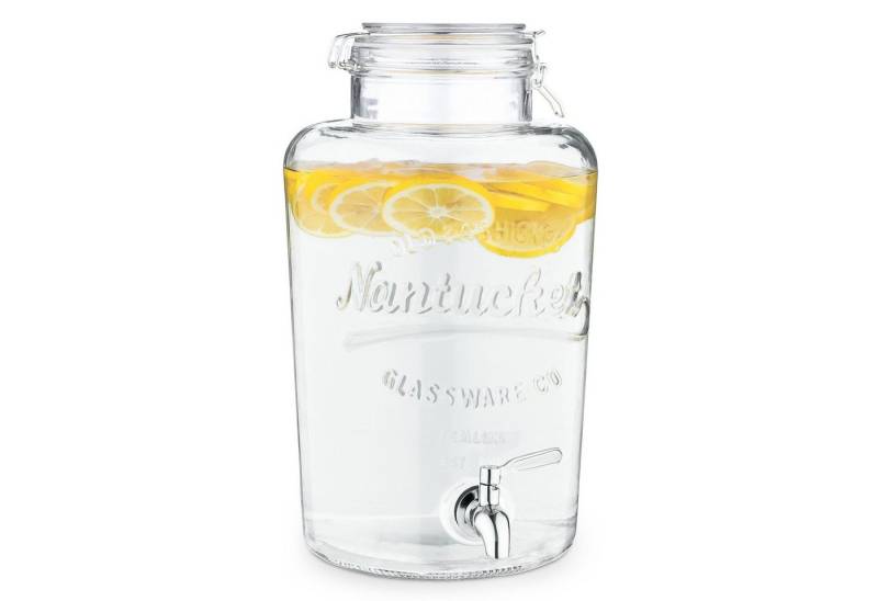 Navaris Getränkespender Navaris Getränkespender 8 Liter aus Glas - Zapfhahn aus Edelstahl und von Navaris