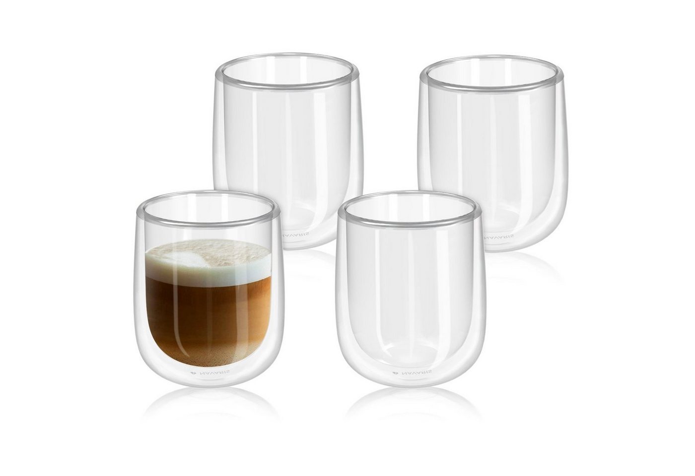Navaris Gläser-Set 4x doppelwandige Gläser 350ml - Thermogläser, Glas von Navaris