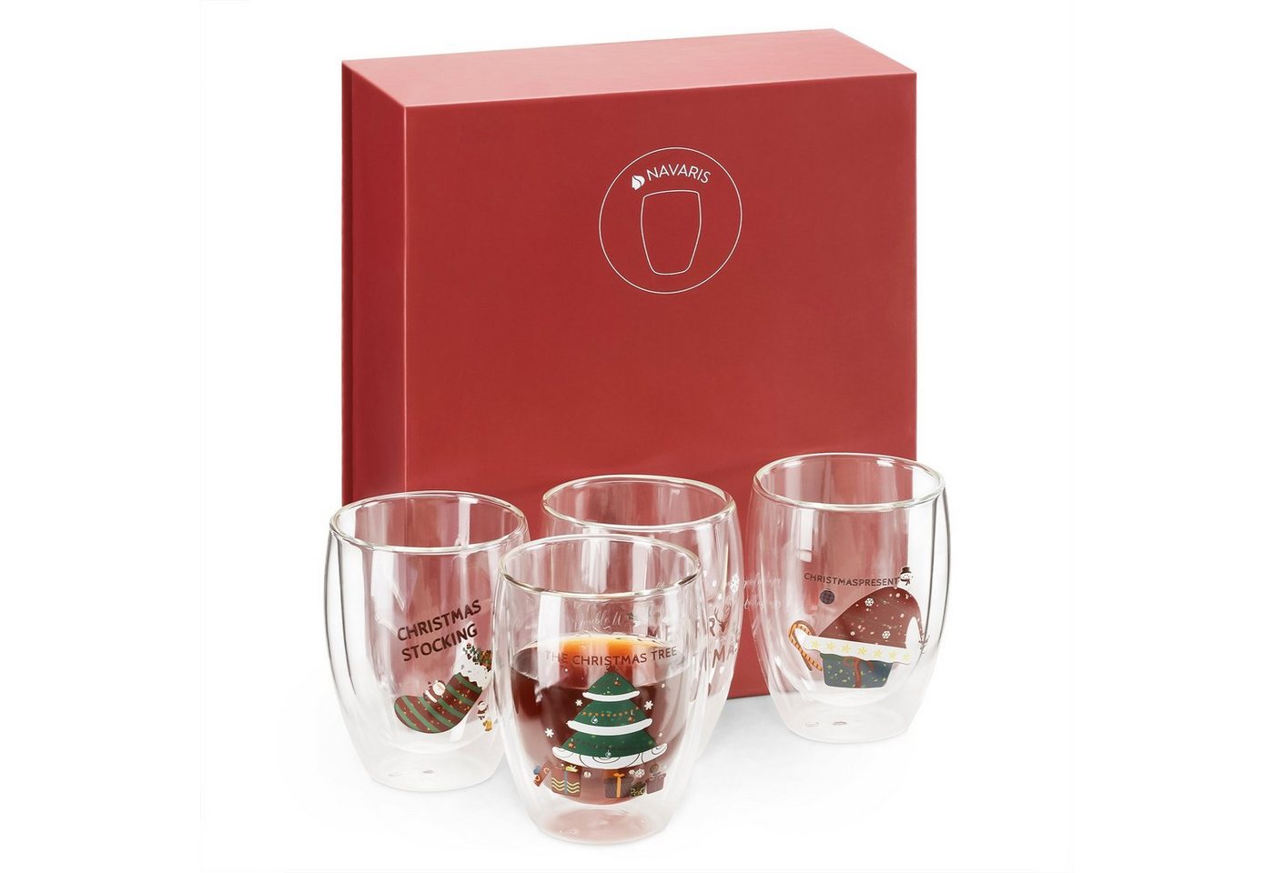 Navaris Teekanne 4x doppelwandige Gläser 350ml - Thermogläser für Cappuccino Latte, (1-St) Navaris Teekanne 4x doppelwandige Gläser 350ml - Thermogläser für Cappuccino Latte, (1-St) von Navaris