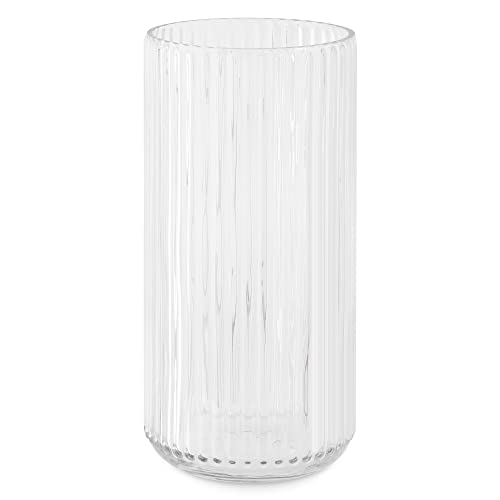 Navaris Glasvase geriffelt groß 25cm Höhe Ø 11,5cm - Blumenvase Glas minimalistisch Skandinavischer Stil - Vase Glas für Blumenarrangements Deko Wohnzimmer - zylindrische Vase mit Rillen von Navaris