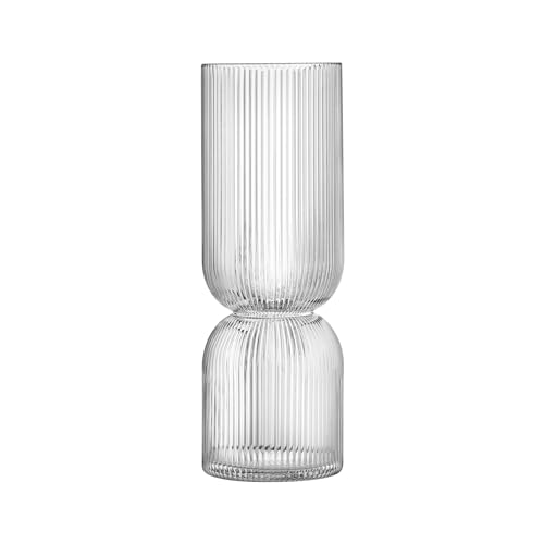 Navaris Glasvase geriffelt groß - 35x14x14cm - Blumenvase Glas minimalistisch Skandinavischer Stil - Vase Glas für Blumenarrangements Deko Wohnzimmer - runde Vase mit Rillen von Navaris