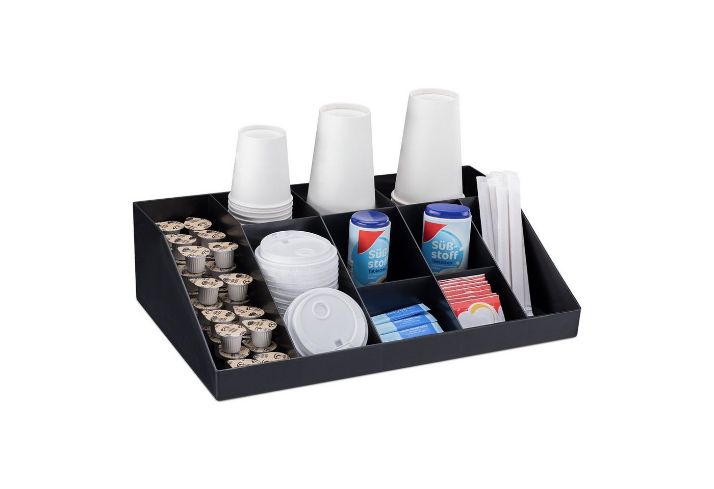 Navaris Aufbewahrungsbox Kaffee Spender Organizer - Kaffeestation 10 Fächer (1 St) von Navaris